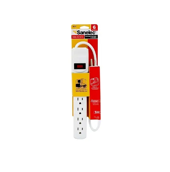 Multicontacto blanco 6 entradas c/luz indicadora 14AWG