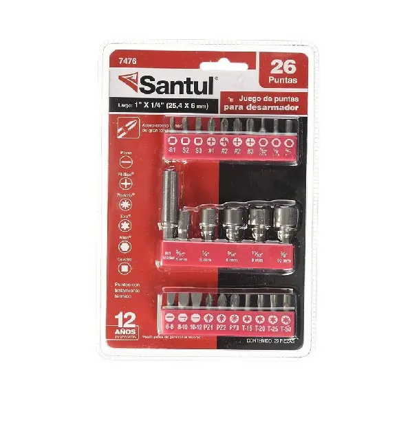 Juego de 26 puntas para desarmador medidas 1" X 1/4"