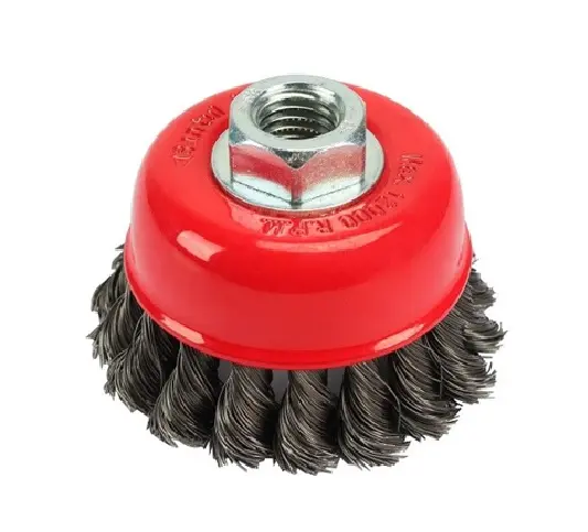 Carda de copa 5 p/esmeriladora entrada 5/8 alambre trenzado