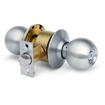 Cerradura de pomo esfera mec cilíndrico cromo mate p/rec