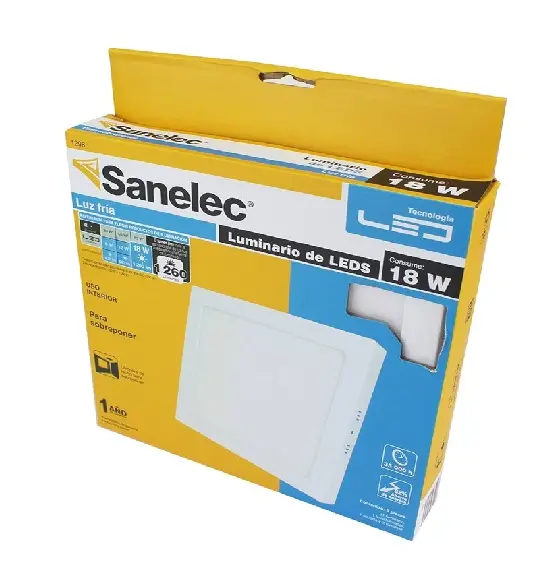 Lámpara cuadrada s/poner 18W luz fría