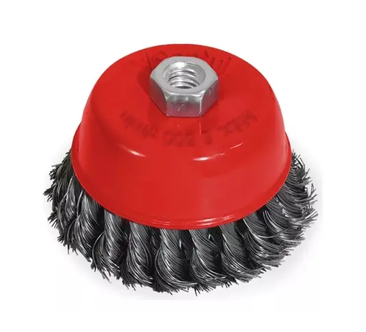 Carda de copa 4 p/esmeriladora entrada 5/8 alambre trenzado