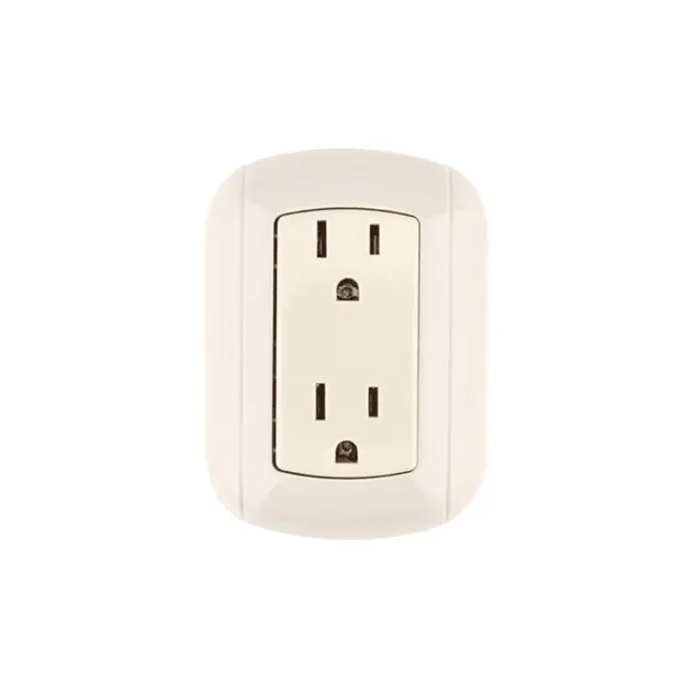 Contacto doble aterrizado sobreponer plastico bolsa