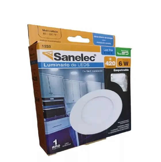 Lámpara circular 6W 12 leds luz fría