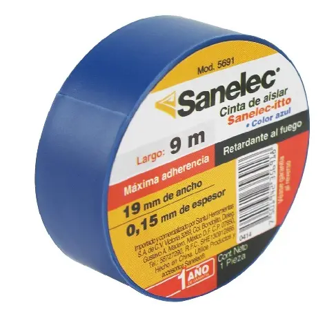 Cinta de aislar Azul 19mmx9m