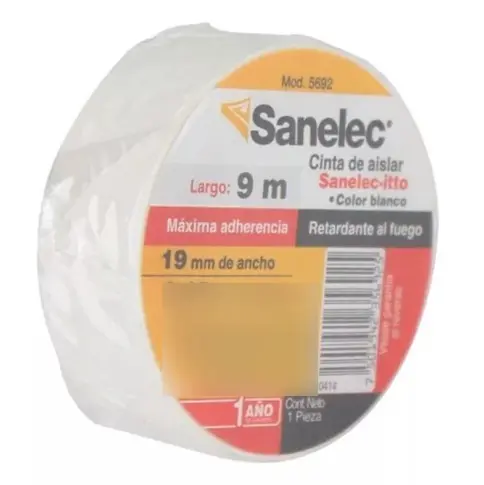 Cinta de aislar blanca 19mmx9m