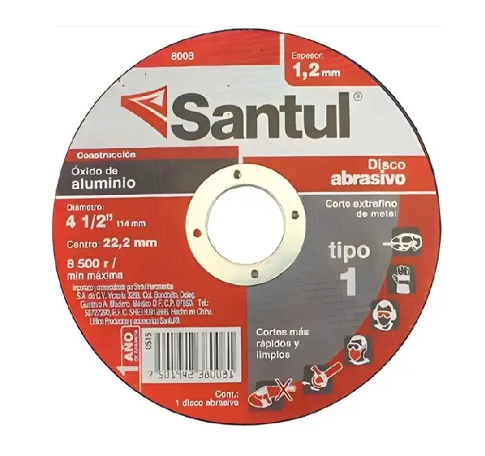 Disco abrasivo 4 1/2 corte extrafino de metal, tipo 1, 1.2m