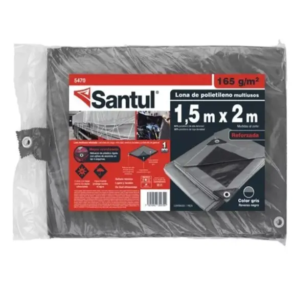 Lona uso pesado gris 1.5 x 2 m