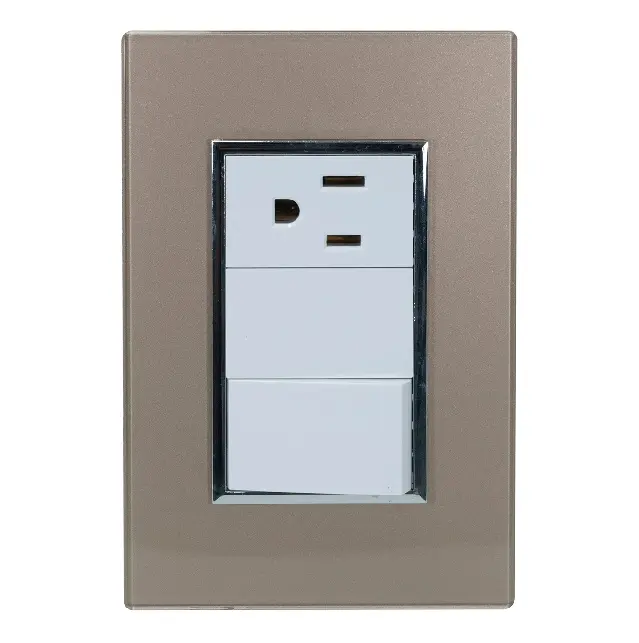 Placa Venecia Champagne contacto y apagador doble