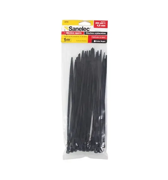 Cinchos plásticos 4.8 x 200 mm color negro 50 pz precio x bolsa