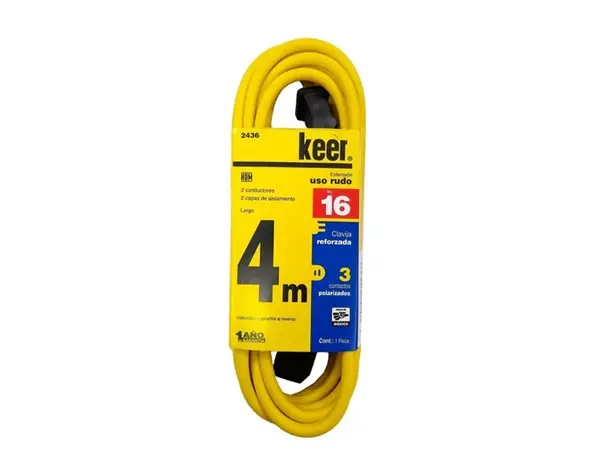 Extensión uso rudo 4 m 7 amps. 2 cond.