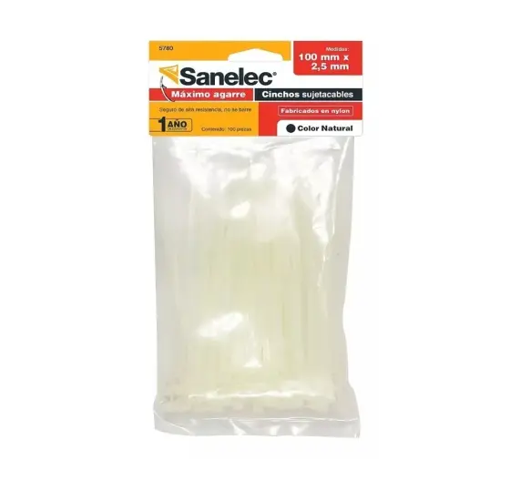 Cinchos plásticos 2.5 x 100 mm color natural 100 pz precio x bolsa