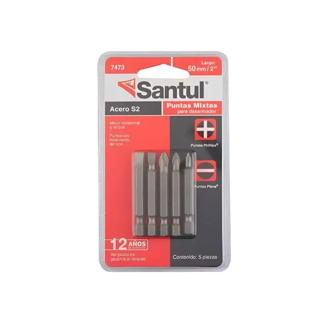 Puntas para desarmador 2" juego de 5 pzas combinadas