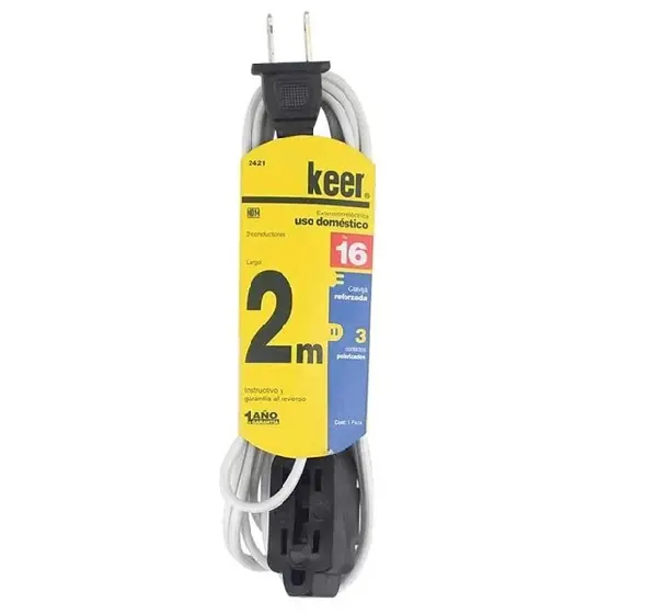 Extensión doméstica 2 m 5 amps. 2 cond.