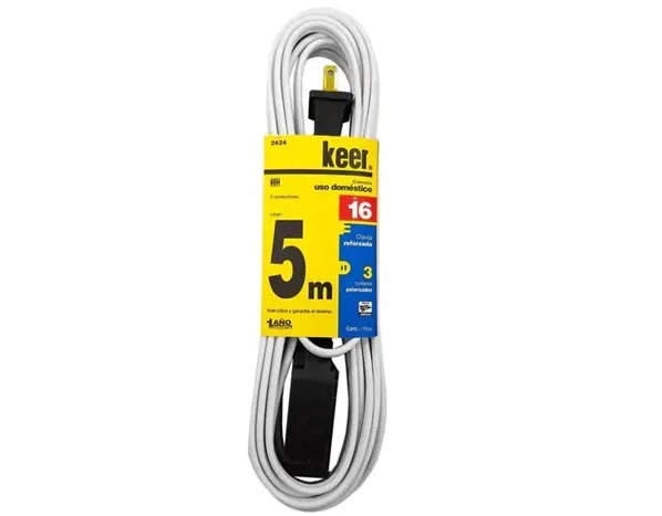 Extensión doméstica 5 m 5 amps. 2 cond.