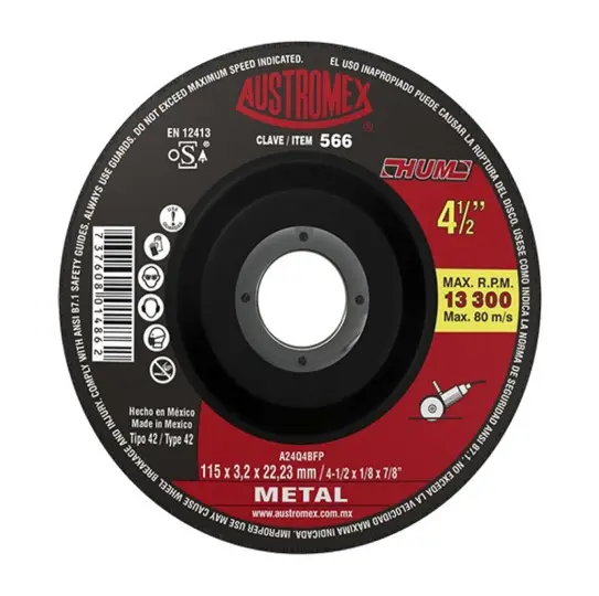 DISCO T-27 4.1/2"X1/8"X7/8" PARA CORTE DE METAL (HUM)