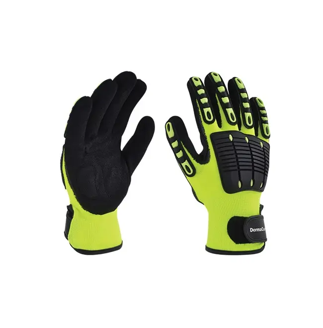 GUANTE DE POLIESTER FLUORESENTE, PVC Y NITRILO DERMACARE T6 ANTI IMPACTO
