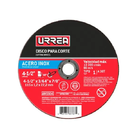 DISCO PARA CORTE DE ACERO INOXIDABLE 4.1/2"X1/16"X7/8" LARGA DURACION