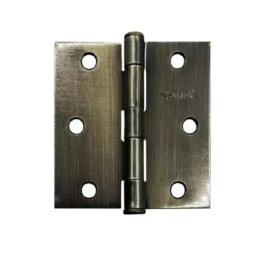 [6931 ST369314] Bisagra 3x3 acero latón antiguo cabeza plana remacho