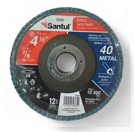 [9765 ST397652] Disco laminado 4-1/2" x 7/8" zirconia, grano 40