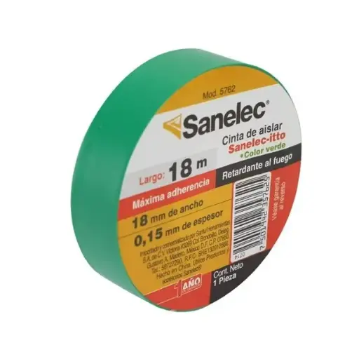 [5762 SE357625] Cinta de aislar verde 19mmx18m