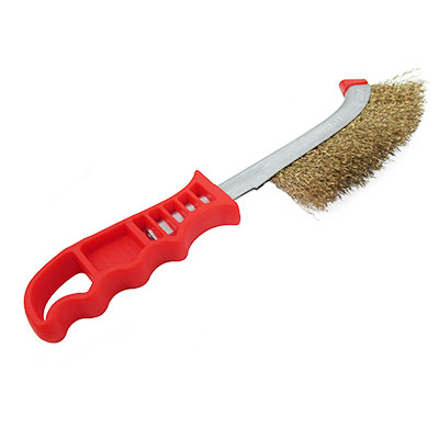 [7918 ST379184] Cepillo curvo de alambre ondu lado con mango 10 acero laton