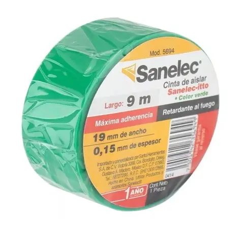 [5694 SE356949] Cinta de aislar verde 19mmx9m