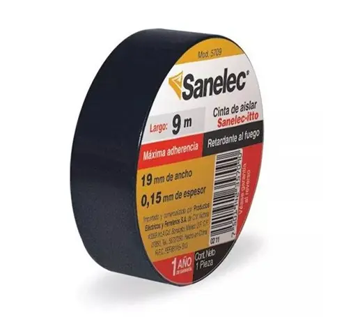 [5709 SE357090] Cinta de aislar negra 19mmx9m