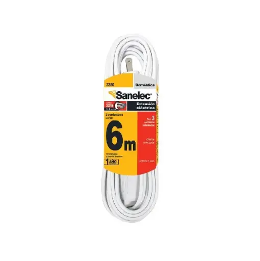 [2380 SE323804] Extensión doméstica 6 m blanca 2x16