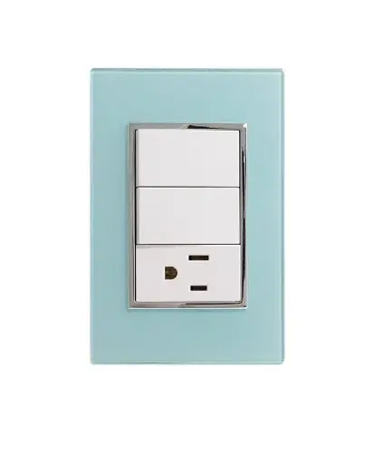 [4553 SE345530] Placa Venecia Aqua contacto y apagador doble