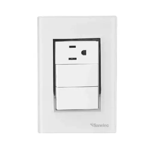 [4476 SE344762] Placa Venecia Blanco contacto y apagador doble