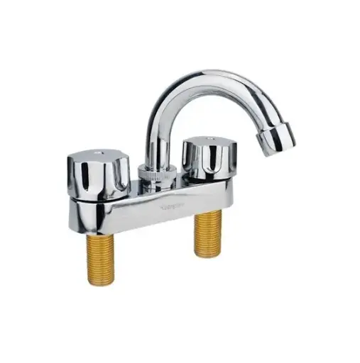 [8957 SP389572] Llave mezcladora 4 p/lavabo cuello curvo, manerales zamac