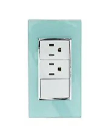 [4554 SE345547] Placa Venecia Aqua apagador y contacto doble