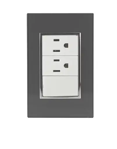 [4543 SE345431] Placa Venecia Humo apagador y contacto doble