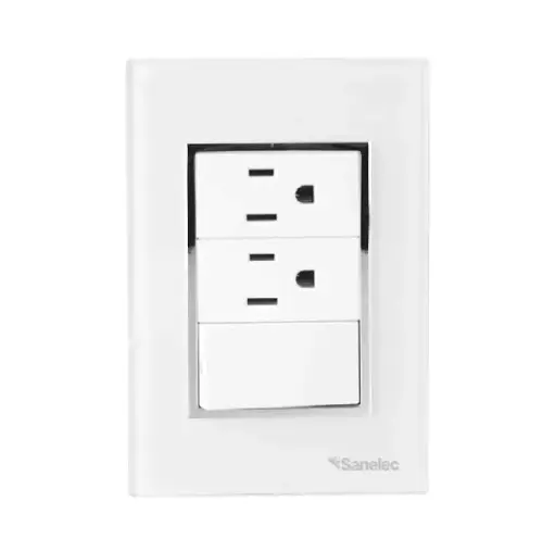 [4478 SE344786] Placa Venecia Blanco apagador y contacto doble