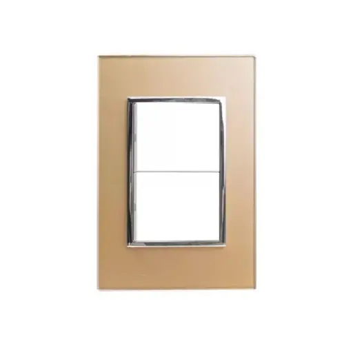 [4560 SE345608] Placa Venecia Champagne apagador doble