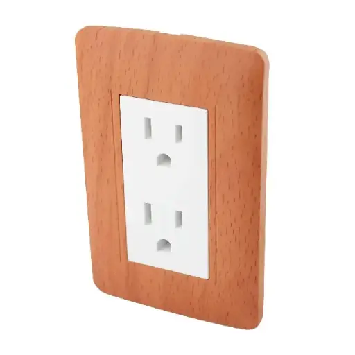 [4512 SE345127] Placa Wooden contacto doble