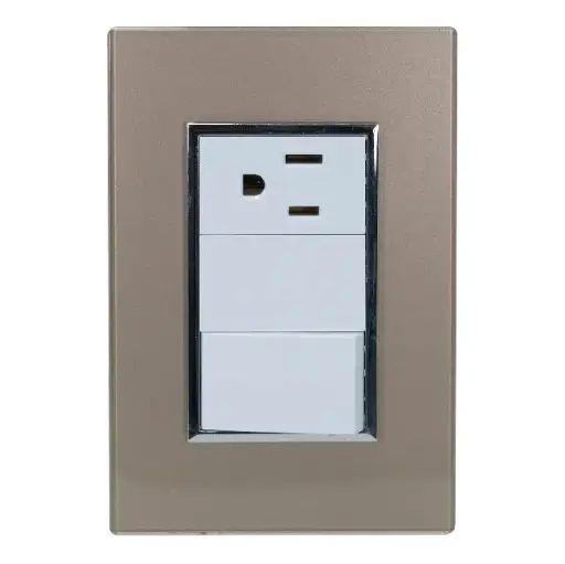 [4557 SE345578] Placa Venecia Champagne apagador y contacto