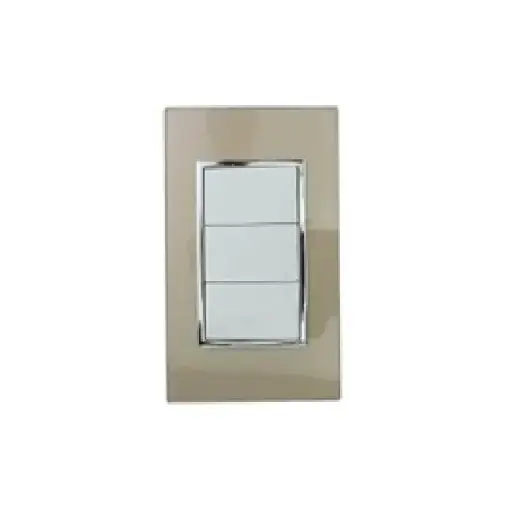 [4559 SE345592] Placa Venecia Champagne apagador triple
