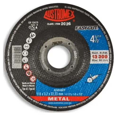 [A4 2026] DISCO T-27 4.1/2"X1/8"X7/8" PARA CORTE DE METAL (EASY-CUT)