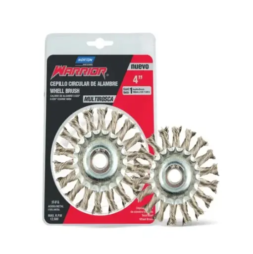 [N2 70993] CARDA CIRCULAR ALAMBRE TRENZADO 4"X0.020"X5/8-11"-M14X1.1/2" (WARRIOR)