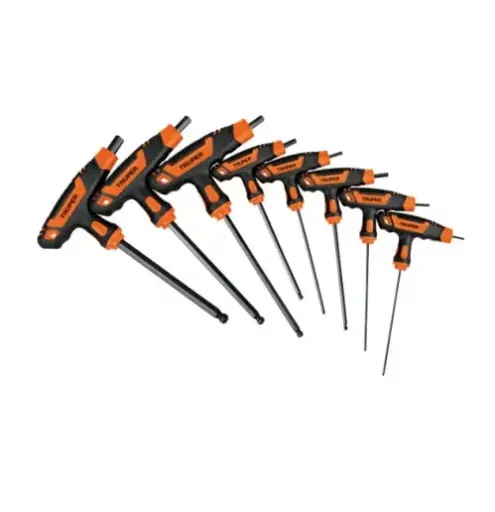 [100933] JUEGO DE 8 LLAVES ALLEN MANGO T PUNTA DE BOLA 2 A 10 MM