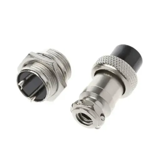 [UNIT GX16] CONECTOR DE AVIACION GX16 (MACHO-HEMBRA) - 2 PIN PLATEADO